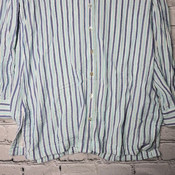 Soft Surroundings Escambia Gauze Tunic Button Up 100% Cotton Striped Shirt Large - Picture 3 of 10
